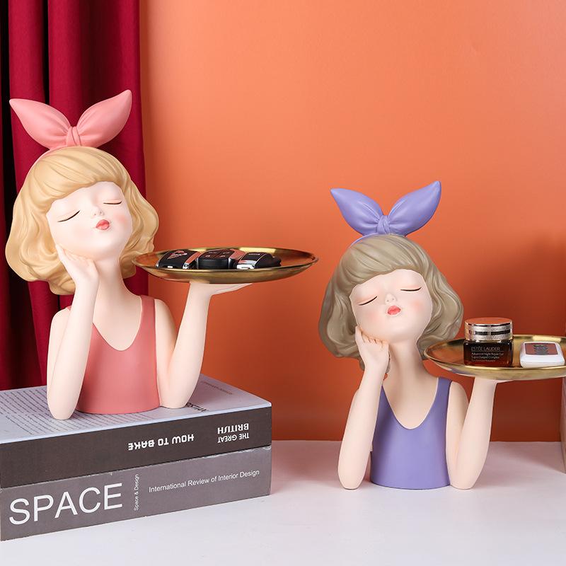 樹脂トレイ ガールズ 蝶結び 収納 飾り インテリア ホームデコレーション リビング 玄関 コーヒーテー..