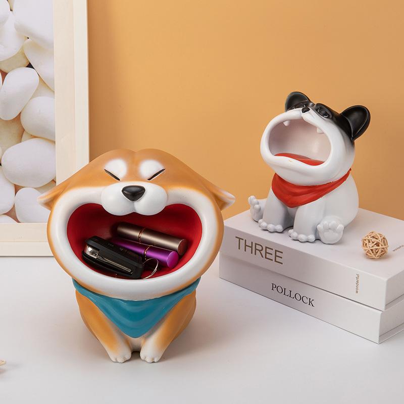 柴犬 動物 収納 置物 キーホルダー キャンディボックス 樹脂 工芸品 手作り クリエイティブ 玄関 リビ..