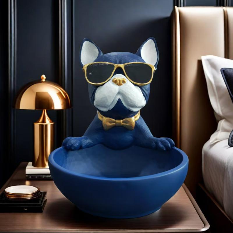 収納雑貨 玄関用 フランスブルドッグ デザイン 鍵入れ リモコン入れ インテリア小物 犬型 置物 靴棚飾..