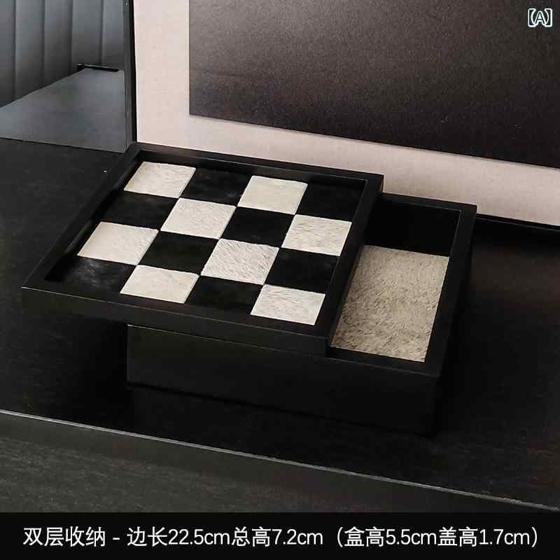 レディース ジュエリーボックス 木製 格子柄 多層 玄関収納 馬毛 高級感 軽奢 トレイ アクセサリー ケース 宝石箱 装飾品 インテリア ディスプレイ コンパクト 小型 高級素材 celone-10251998 くらしのセロネ サンプル画像2