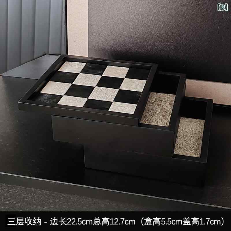 レディース ジュエリーボックス 木製 格子柄 多層 玄関収納 馬毛 高級感 軽奢 トレイ アクセサリー ケース 宝石箱 装飾品 インテリア ディスプレイ コンパクト 小型 高級素材 celone-10251998 くらしのセロネ サンプル画像3