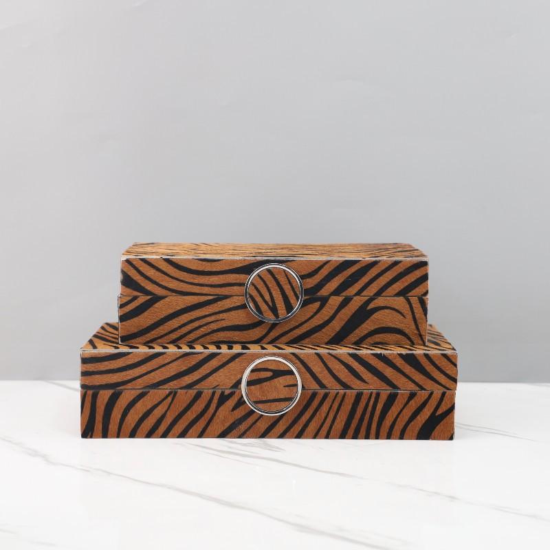 ジュエリーボックス ブラウン 馬毛 高級感 シンプル 現代 収納 装飾 飾り物 玄関 TVキャビネット ホー..