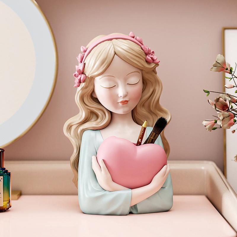 収納ボックス 少女 ハート型 化粧台用 玄関収納 TVキャビネット クリーム風 装飾置物 かわいいデザイン インテリア雑貨