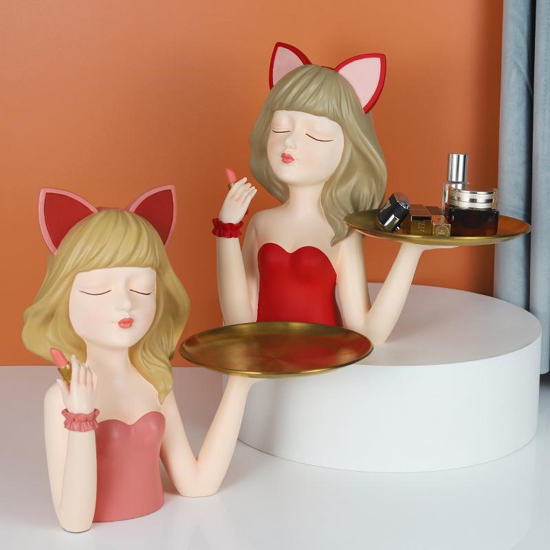 ガールズ トレイ 高級感 収納 飾り インテリア 玄関 リビング ローテーブル デスク 家庭用 部屋 装飾品..