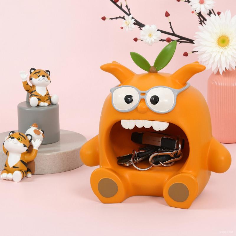 収納雑貨 かわいい怪獣モチーフ 玄関鍵トレイ デスクトップペンスタンド インテリア飾り クリエイティ..