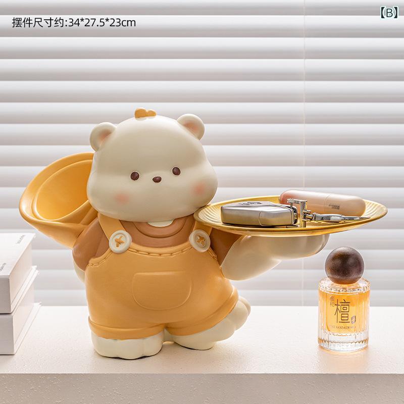 玄関飾り 樹脂製 クマデザイン 鍵収納トレイ 花挿し対応 インテリア雑貨 玄関収納 ...