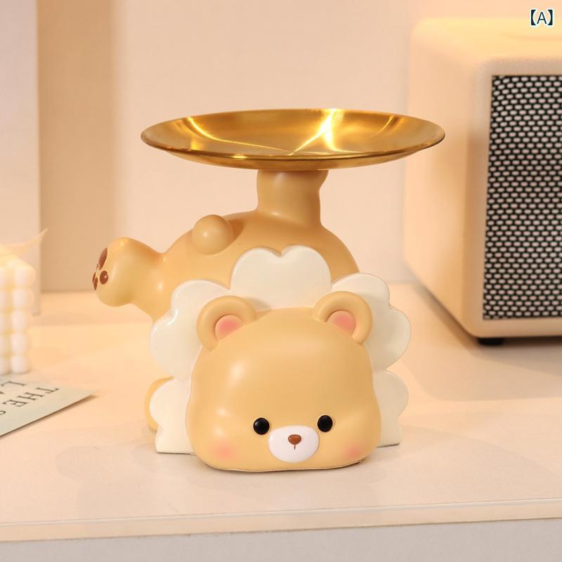 玄関収納 ユニセックス かわいい小熊 鍵置き デスクオーガナイザー クリエイティブ インテリア小物 玄..