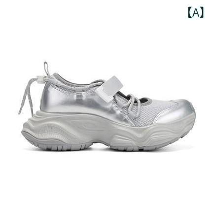 スニーカー レディース 厚底 メアリージェーン ダディシューズ 通気性 くり抜き 薄型 マジックテープ カジュアル スポーツ 春夏 軽量 ハイカット 歩きやすい 日常使い