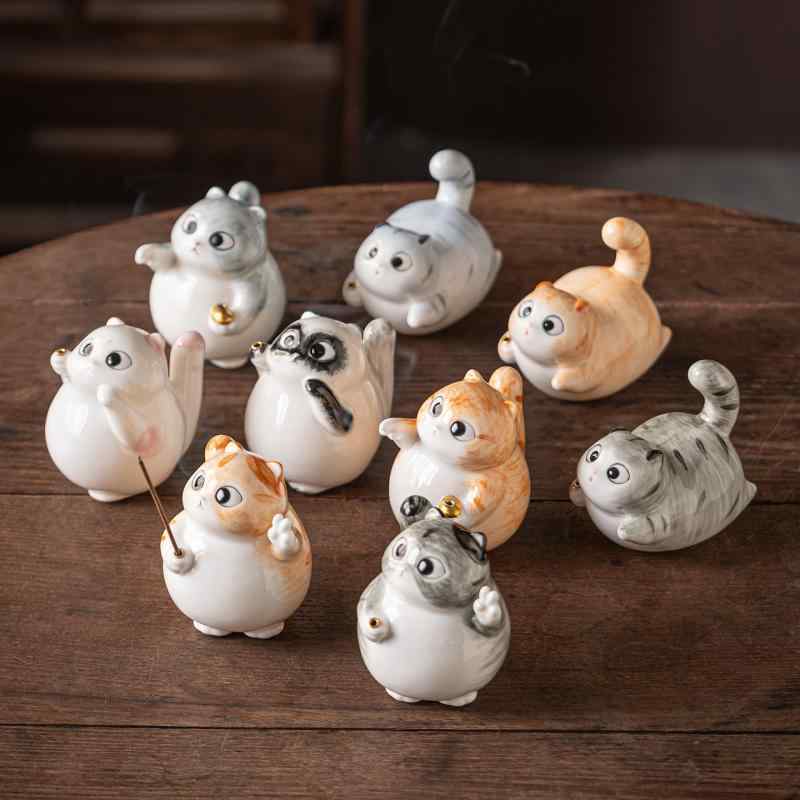 線香立て 家庭用 かわいい猫 陶器 �