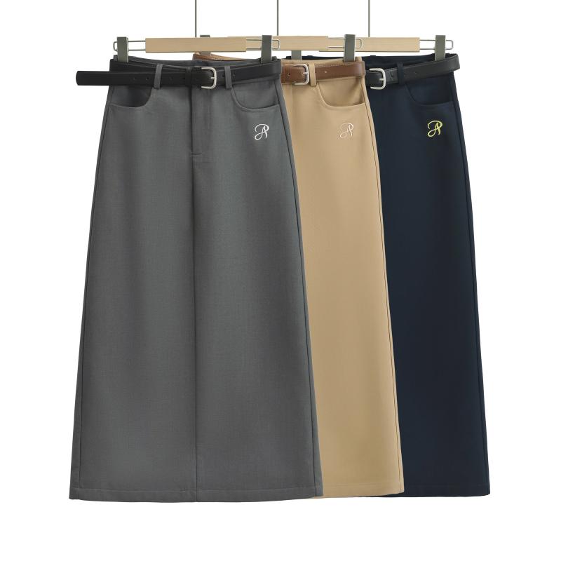 レディース スカート 秋冬 グレー レトロ 西装風 Aライン 膝下 包臀 長スカート 欧米スタイル セクシー 大人っぽい 通勤 ハイウエスト 吸湿速乾