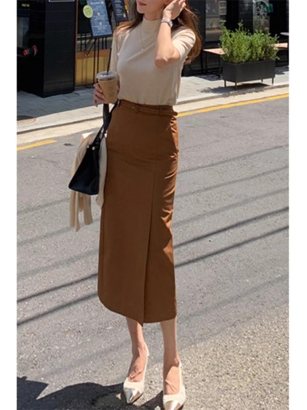 スカート レディース スーツ ストレート スリット ハイウエスト Aライン ビジネス 通勤 フォーマル エレガント スタイリッシュ デザイン スリム ヒップハグ 春秋