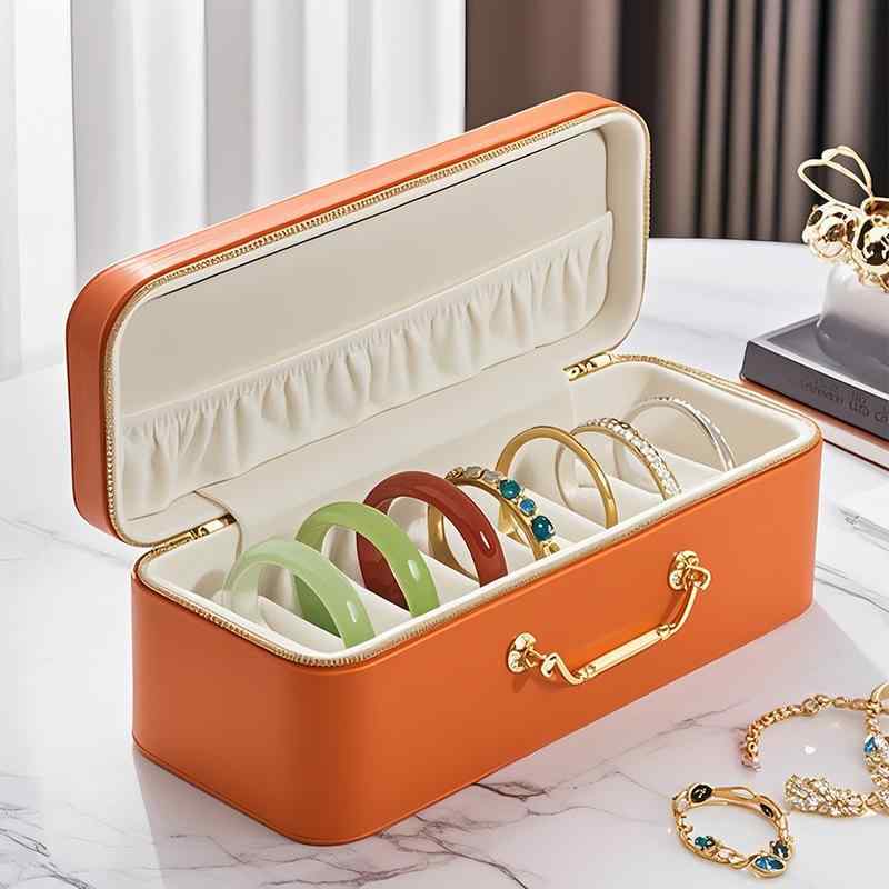ジュエリーボックス レディース 高級感 革製 大容量 多段収納 家庭用 ポータブル 翡翠バングル 玉ブレスレット アクセサリー 収納ボックス 腕輪 ケース