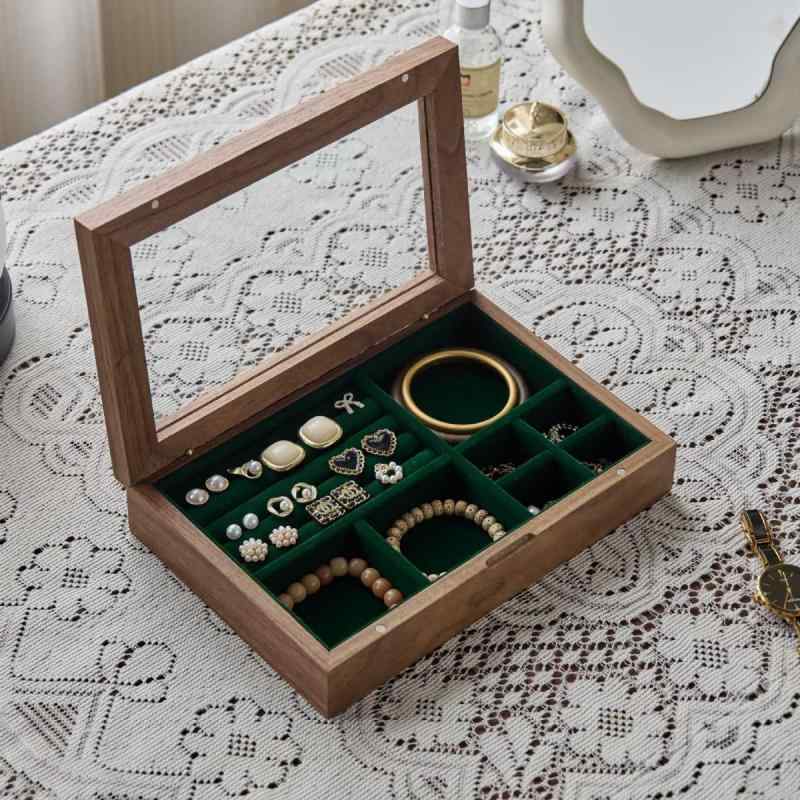 ジュエリーボックス ユニセックス 木製 レトロ アクセサリー収納 天然木 ネックレス リング イヤリング..