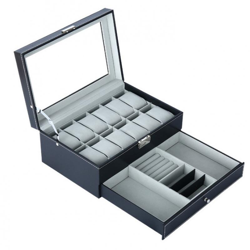 ジュエリーボックス アクセサリー収納箱 二層 革製 時計 ジュエリー 展示 収納 クリエイティブデザイン..