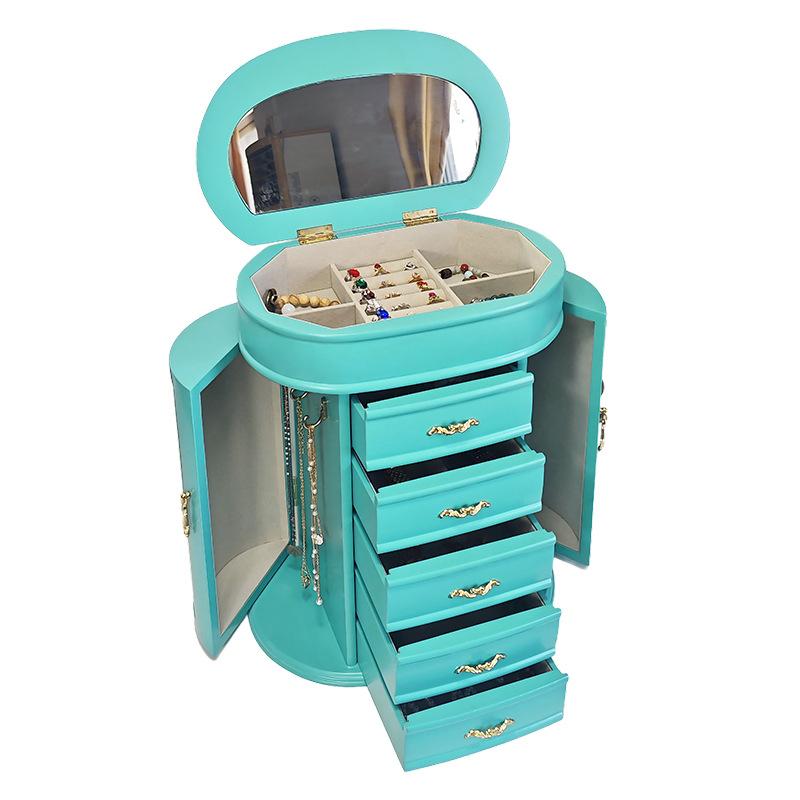 木製 ジュエリーボックス レディース 多層 大容量 鏡付き 多機能 アクセサリー 収納 ケース 整理 ボックス コンパクト デザイン