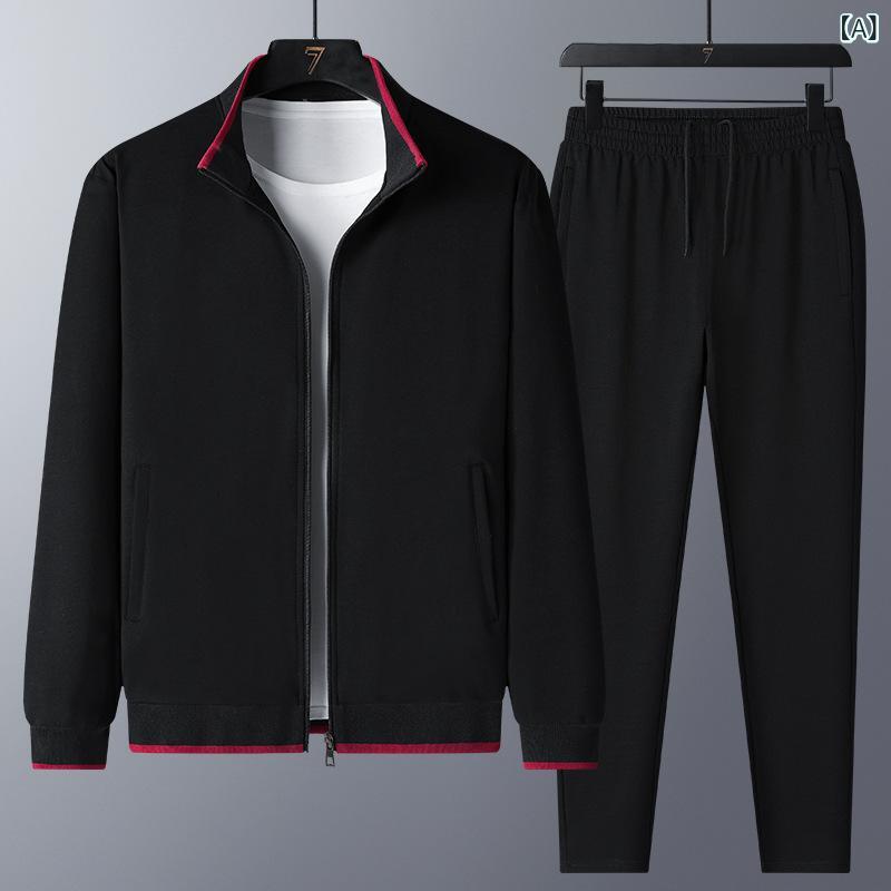 メンズ 運動服セット 中高年 長袖 春秋 ランニングウェア カジュアル ビッグサイズ アクティブ 日常使い 快適 フィット