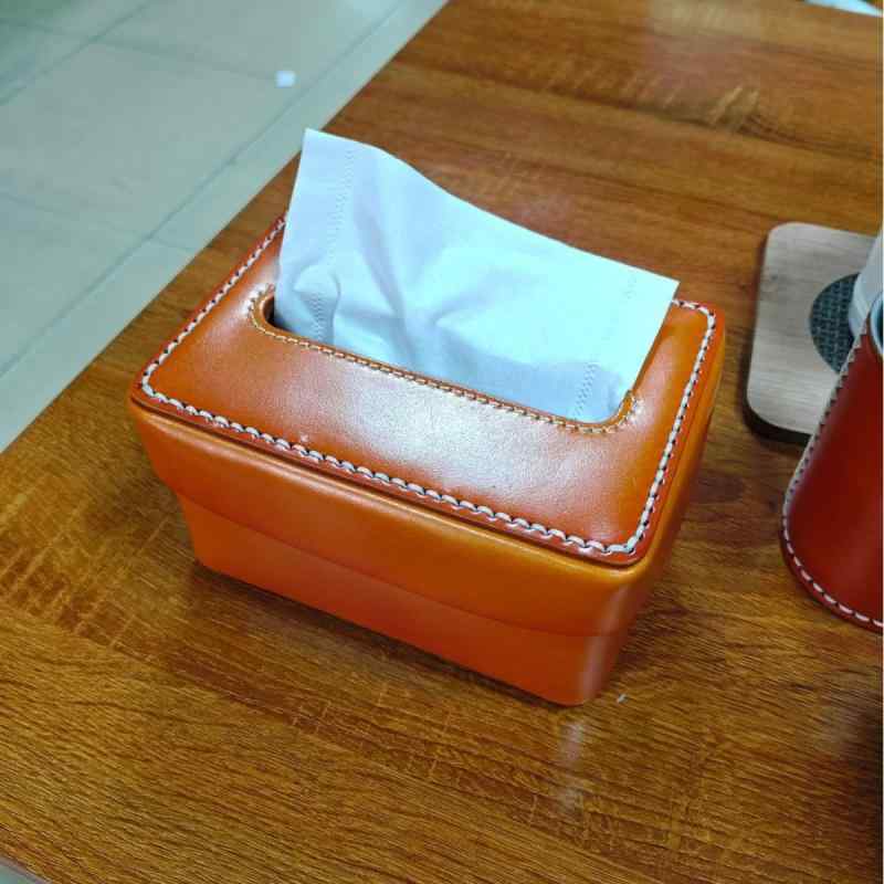 レトロ 植物タンニン革 ティッシュボックス ホテル デスク 車内 収納 シンプル インテリア 卓上 革製 ..