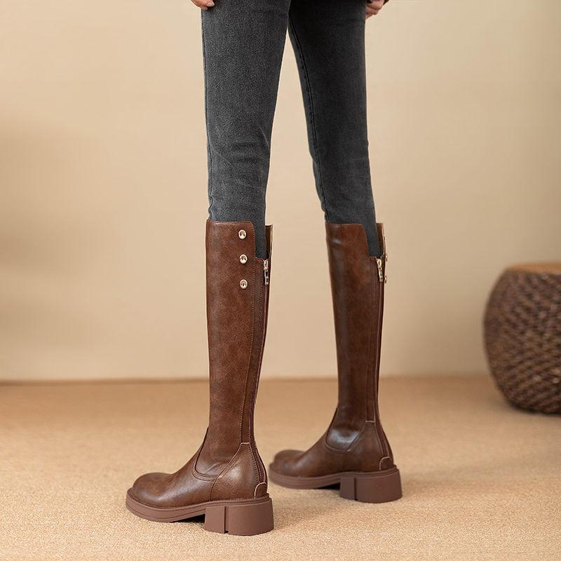 ロングブーツ レディース 秋冬 厚底 ハイヒール イギリス風 レトロ 膝下丈 小柄対応 ミドル丈 プラットフォーム ブーツ ロング丈 ファッション ブーツ 女性用 ロングブーツ 秋冬コレクション 厚底ブーツ ハイヒールブーツ ブリティッシュスタイル レト