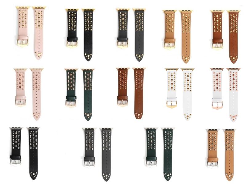 メンズ レディース スマートウォッチ バンド 対応 リベット デザイン メタル 素材 軽量 快適 シルバー ゴールド ローズゴールド カラー 選択 日常 ファッション アクセサリー
