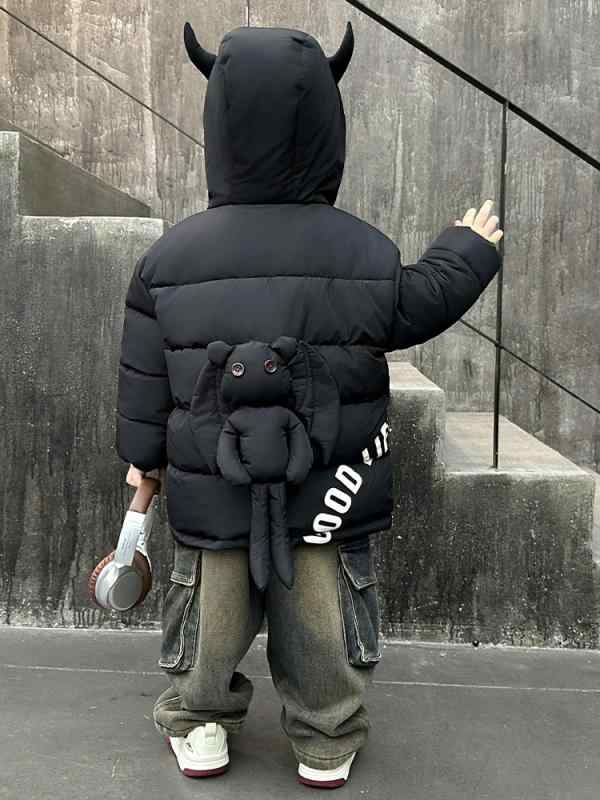 キッズ 男児 秋冬 綿 フード付き 加厚 ダウンコート スタイリッシュ ジャケット 暖か 防寒 子供服 コッ..