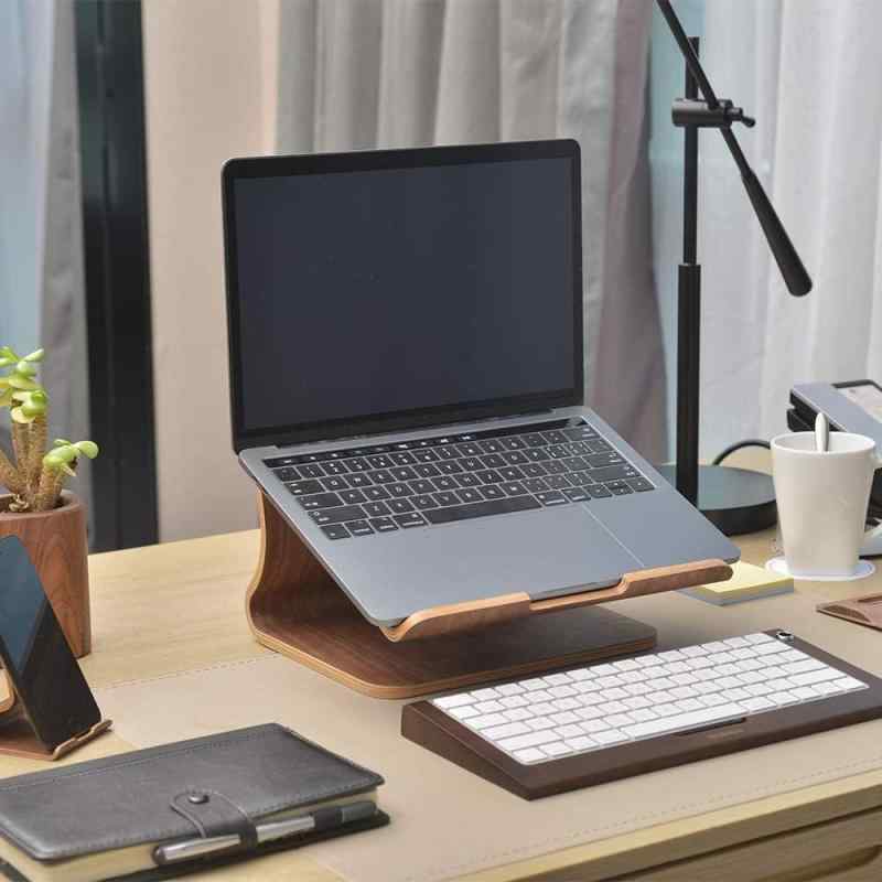 ノートPCスタンド 散熱冷却パッド 木製 高品質 タブレット対応 デスク用 ラップトップホルダー ノート..