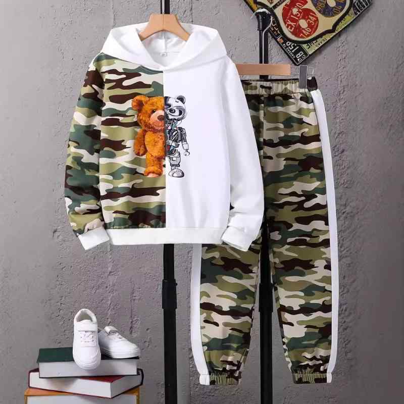 男児 パーカー 秋冬 3D迷彩 プリント ゆったり 連帽 フーディ キッズ トップス 迷彩柄 スウェット 子供服 ボーイ ストリートファッション