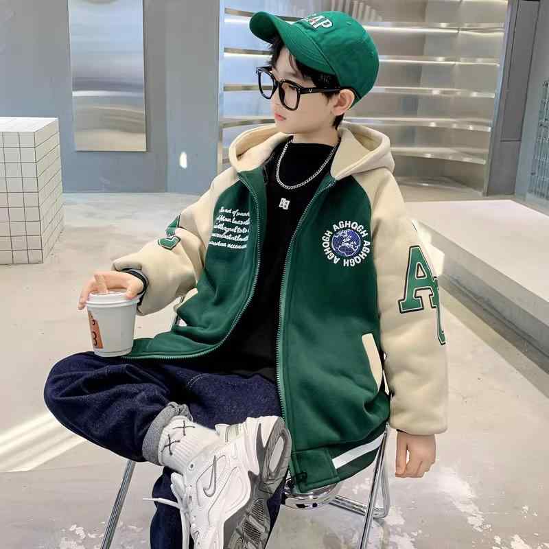 キッズ 男の子 秋冬 ジャケット 野球 スタイル 春秋 アウター 中大サイズ カジュアル トレンド 服 子供服 男孩 秋季 外套 棒球服