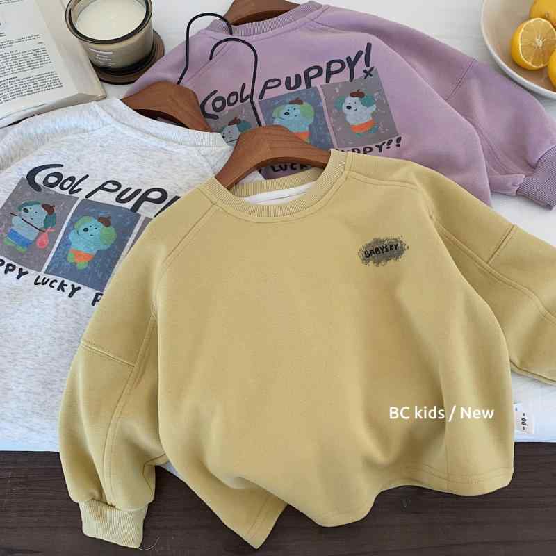 キッズ スウェットシャツ 秋冬 クルーネック プルオーバー ゆったり カートゥーン 小犬柄 子供服 トッ..