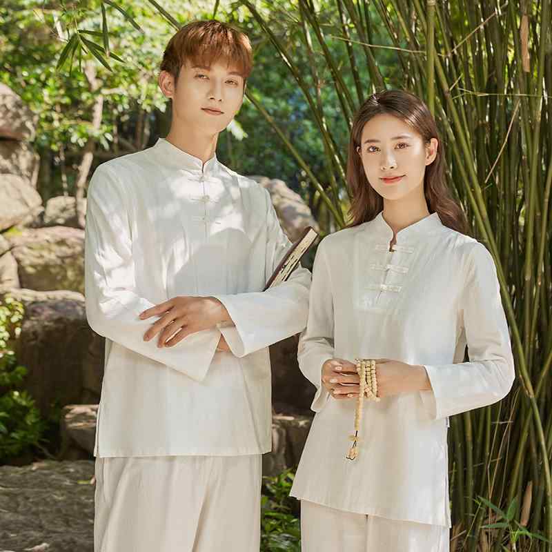 レディース 綿麻 ヨガウェア セット 禅修服 太極拳服 茶道服 座禅服 瞑想服 修行服 ゆったり 快適 部屋..