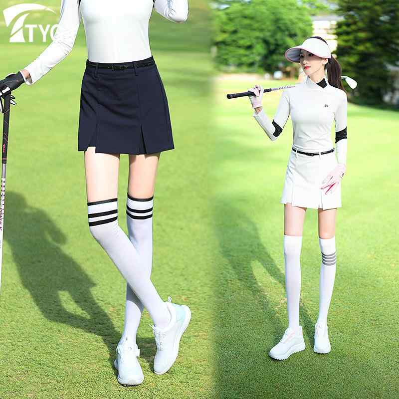 ゴルフスカート レディース ゴムウエスト Aライン スリム 防透け インナーパンツ付き スポーツ 半身スカート