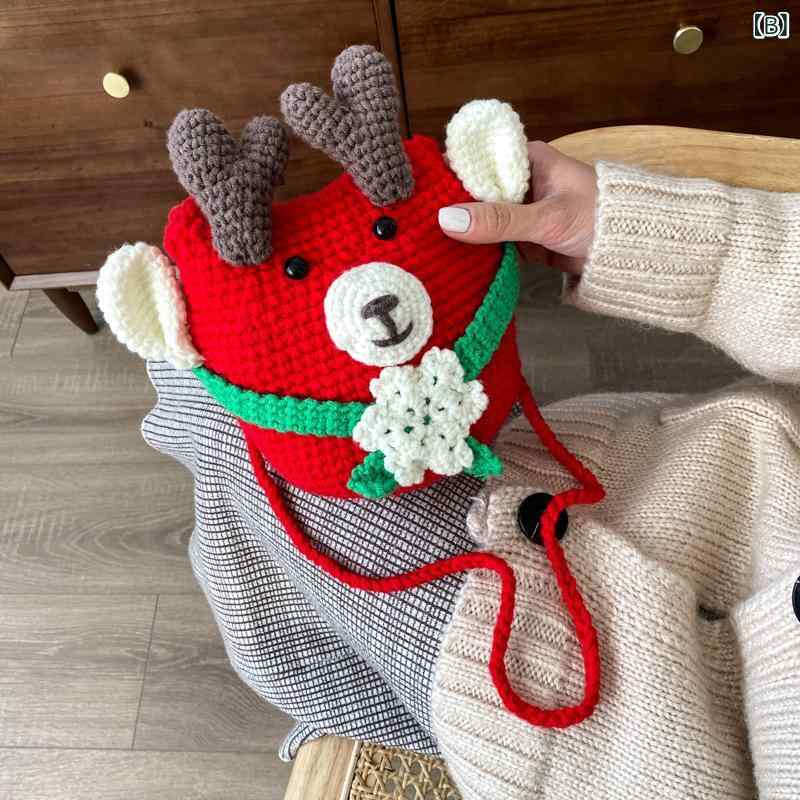 くらしのセロネのレディース バッグ ショルダーバッグ 斜め掛け かぎ針編み ニット クロシェ ハンドメイド DIY 手作りキット 完成品 トレンド 個性的 大人可愛い 肩掛け カジュアル 小さめ ポシェット｜アングル3