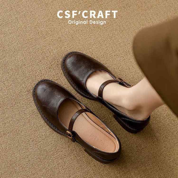 メアリージェーンシューズ レディース 羊革 ソフトソール 厚底 ストラップ ローカット フラットシューズ 手作り 軽量 快適 歩きやすい ..