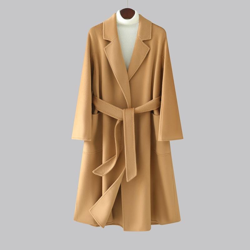 Rakuten - 秋冬 レディース コート 中長丈 ゆったり 大きいサイズ ダブルフェイス 100%カシミア ウール アウター 暖か 通勤 韓国風