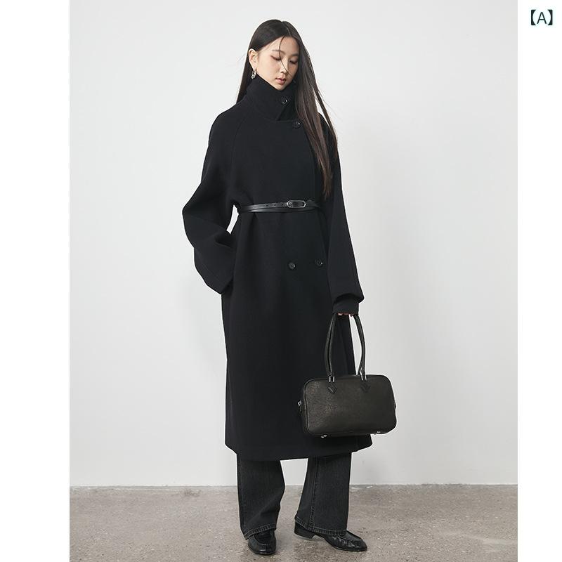 ロングコート レディース 秋冬 通勤 オフィス カジュアル アウトドア ダブルブレスト カシミア 羊毛 ウール ベルト付き 加厚 暖か 厚手 高級感 インフルエンサー