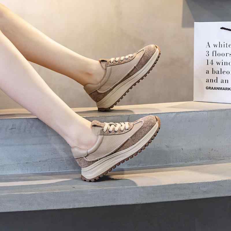 秋冬 レディース 厚底 カジュアル スニーカー 羊皮 内里 起毛 暖か 運動 シューズ 百搭 スタイル