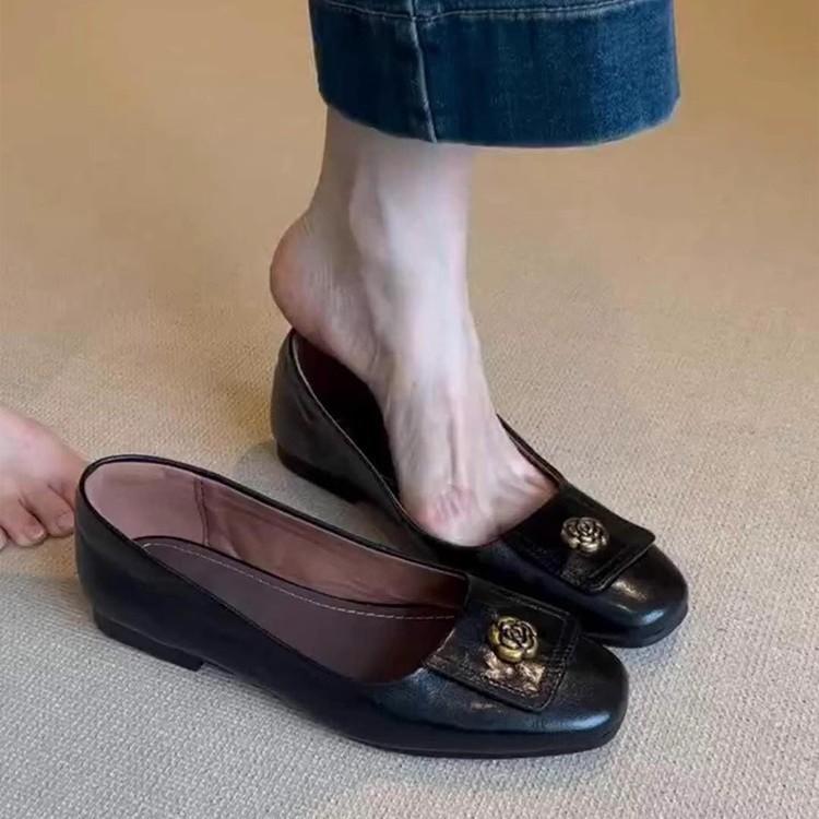 レディース メアリージェーンシューズ フラット底 浅口デザイン 通勤 ビジネス オフィス 復古 ヴィンテージ 法式 フレンチスタイル カ..