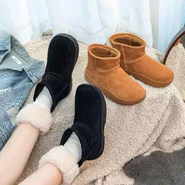 秋冬 レディース スノーブーツ 厚底 ショートブーツ 羊毛 暖か 綿素材 雪道 防寒 軽量 吸湿速乾