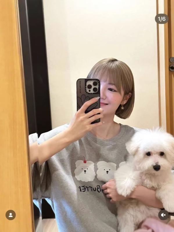 Rakuten - スウェット ゆったり 丸首 かわいい 犬 プリント 黄油ケーキ アルファベット 韓国風 デザイン フリース トップス ロングスリーブ ファッション アイテム
