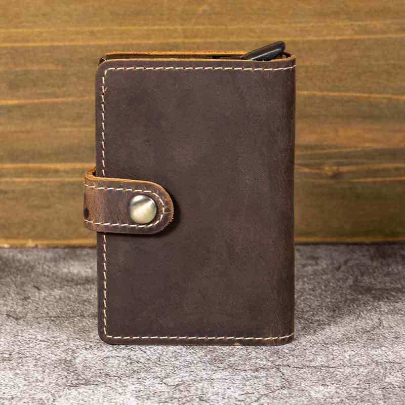 ・素材: 本革・皮質特徴: クレイジーホースレザー・柄: 無地・対象: メンズ・スタイル: 欧米復古・色: ブラウン・折り数: 1つ折り・裏地: 牛革・機能: 耐摩耗・ディテール: ステッチ・用途: 日常使い