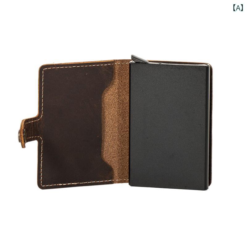 メンズ 名刺入れ 本革 カードケース 牛革 クレイジーホースレザー レトロ 個性 ビジネス ポケット 小型 財布 スタイリッシュ 収納 コンパクト