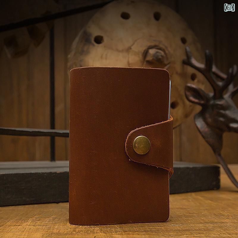 カードケース 男女兼用 本革 消磁防止 薄型 コンパクト 20枚収納 多カードスロット 銀行カードホルダー 財布 革製 手作り風 軽量 日常使い 通勤 通学 アウトドア