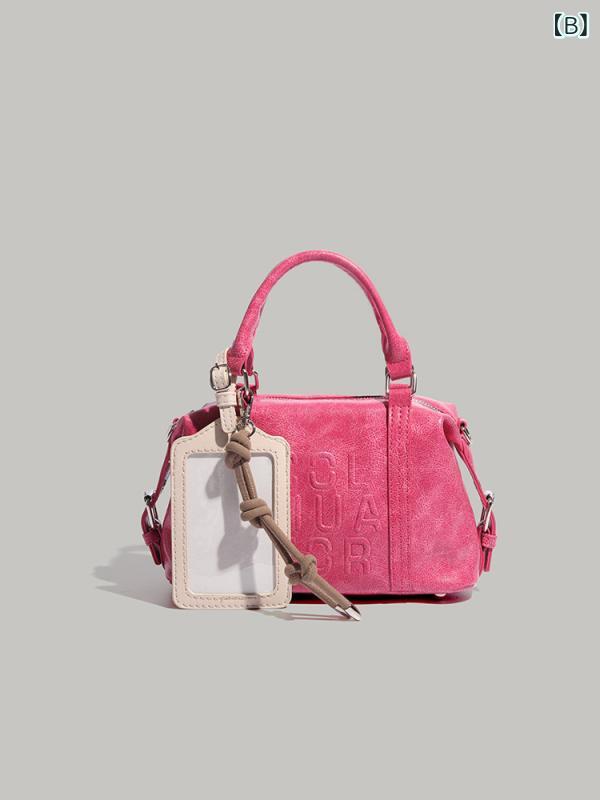 ボストンバッグ レディース レトロ 高級感 ツートンカラー ショルダー クッション型 カードポケット デザイン ハンドバッグ 斜めがけ 万能 ニッチ