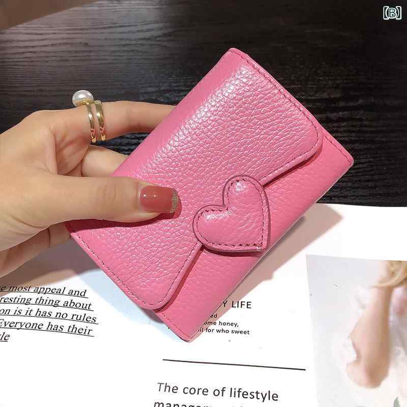 レディース コンパクト レザー カードケース 牛革 免許証収納 名刺入れ クレジットカード クリップ シンプル ハート 小銭入れ