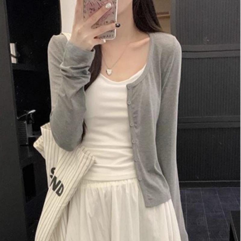 カーディガン レディース 長袖 グレー 秋冬 高級感 スリムフィット ゆったり気質 外掛け アウター 修身 显瘦