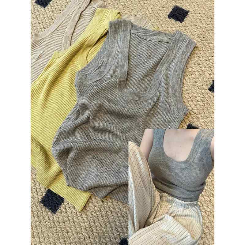 ・デザイン: ノースリーブ・シルエット: スリム・着丈: 普通 (50-65cm)・ディテール: リブ・生地: コットン 30-50%・カラー: グレー、白、黒、イエロー・サイズ: S,M,L・スタイル: 通勤・伸縮性: 微弾性・対象: 女...