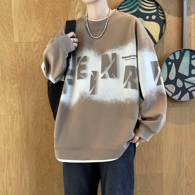 秋冬メンズスウェットパーカーユースゆったりプルオーバータイプ切り替えカジュアルトップスストリートアウター日常使い軽量快適