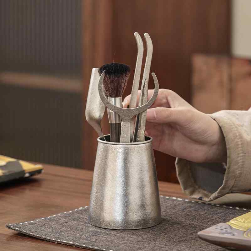 茶道セット 純チタン 結晶加工 六君子 泡茶ツール チタン茶挟み 茶針 茶刷 茶匙 茶具アクセサリー 軽量..