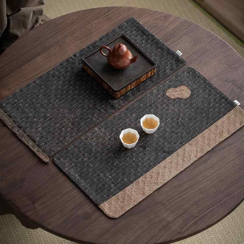 茶卓マット 香雲紗 絹素材 手作り 古風素雅 レトロ 禅意 茶室主人席 干泡 茶席 テーブルパッド 置物 伝..