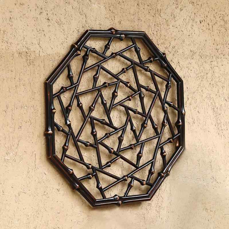 竹製壁掛け 八角形氷裂紋花格 装飾置物 窓飾り 手作り工芸 インテリア雑貨 天然素材 伝統柄 部屋飾り ..