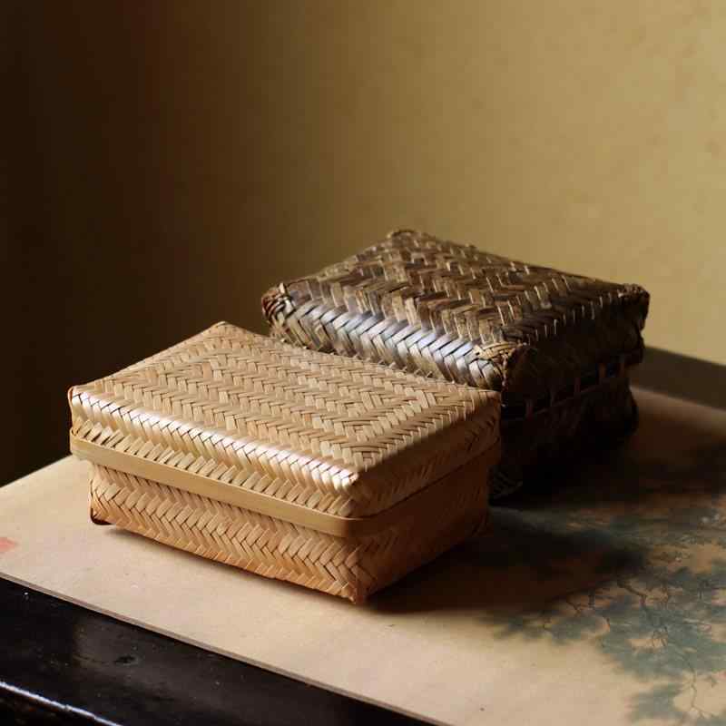 収納ボックス 竹編み 手作り 茶道用 田園風 デザイン 家庭用 整理ケース ナチュラル インテリア 伝統 ..